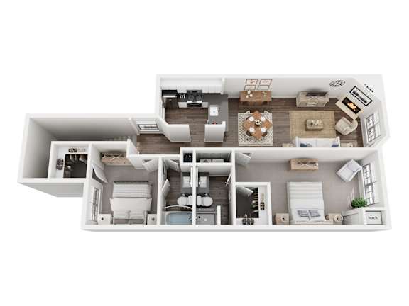 Floor Plan  Manchester II Upper Floorplan1 at Hidden Lakes Apartments, Clarkston, Michigan