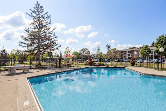 Pristine swimming pool at fifty9 Grove Apartments, Illinois, 60563