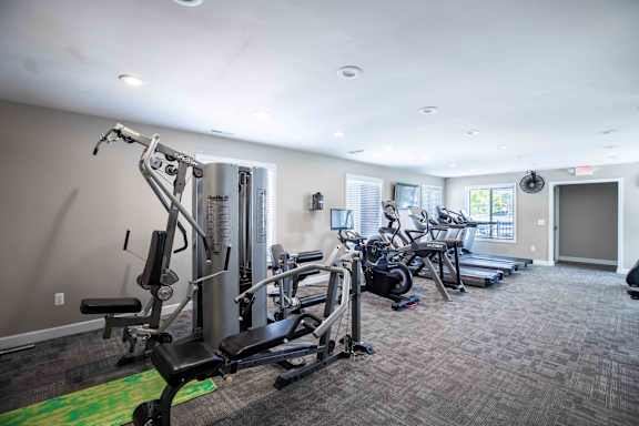 Well-equipped gym at Pine Ridge Apartments, Rochester Hills, MI
