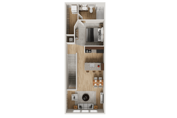 Floor Plan  Studio apartment 3D floor plan at Woodlands at Abington Station Apartments, Abington