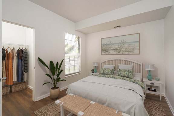 Walk-in closet at Woodland Meadows, Clinton Township, MI, 48035