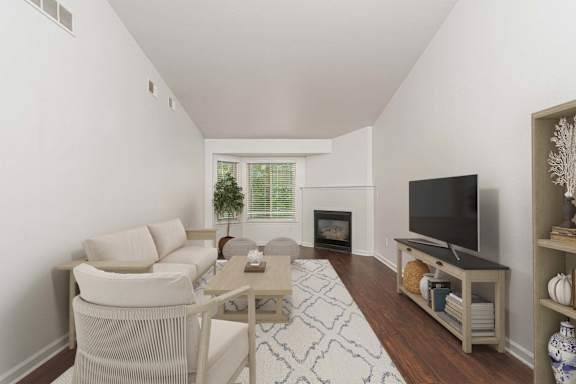 Fully Furnished Living Room at Woodland Meadows, Michigan