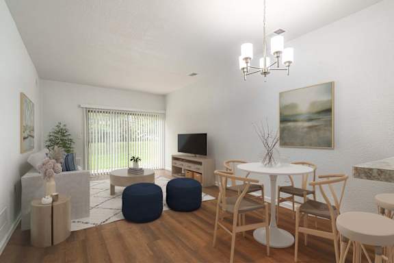 Bright Living Room at Woodland Meadows, Clinton Township, Michigan