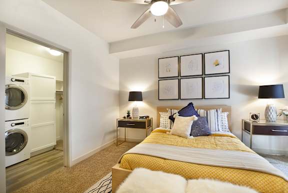 Bedroom with lamp at Liberty Blvd Apartments - Saltlake City, UT Apartments, Apartments, Saltlake City, UT