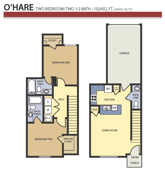 Liberty Landing Apartments Floor Plan, West Jordan, Utah O'Hare