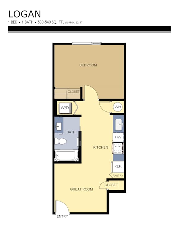 1 bed 1 bath C at Liberty Square Apartments - Saltlake City, UT Apartments, Saltlake City, Utah