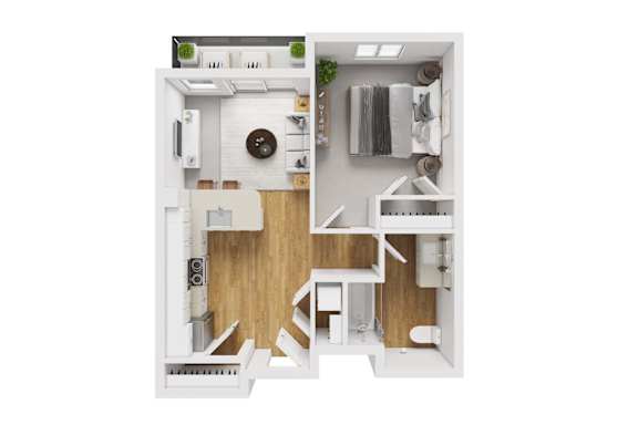 Floor Plan  1 bed 1 bath floorplan at Liberty Blvd Apartments, Utah, 84102