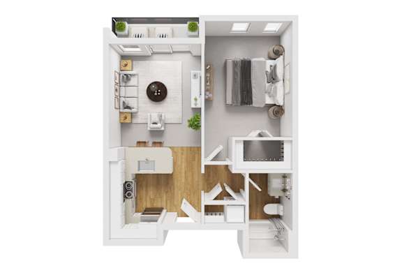 Floor Plan  1 bed one bathroom floorplan with walk-in closet at Liberty Blvd Apartments, Utah