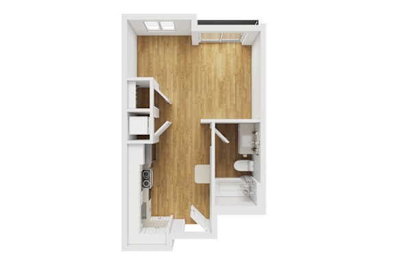 Studio apartment floor plan layout at Liberty Blvd Apartments, Utah
