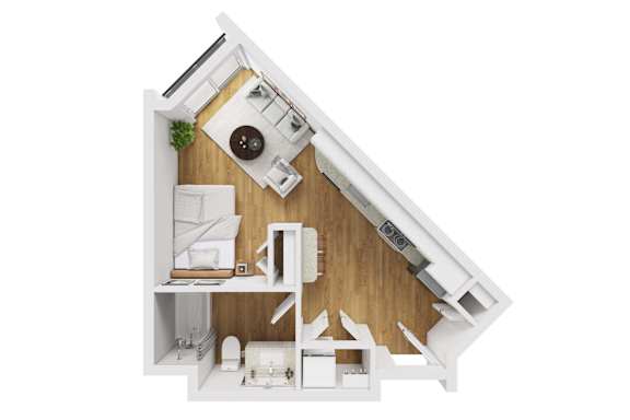 Floor Plan  1 bedroom 1 bathroom 3D floorplan at Liberty Blvd Apartments, Salt Lake City, UT 84102