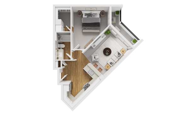 Floor Plan  One bedroom one bath floorplan with balcony at Liberty Blvd Apartments, Utah, 84102