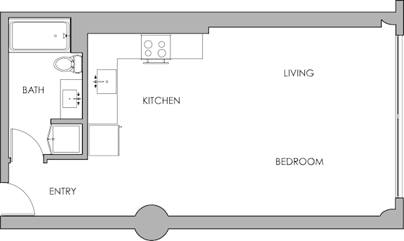 a floor plan of a small house with a bedroom and a living room