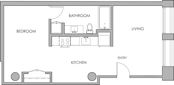 PH4 Studio Floorplan at Garment Lofts Apartments, Los Angeles