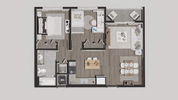 A floor plan of a house with a kitchen, living room, and dining area.