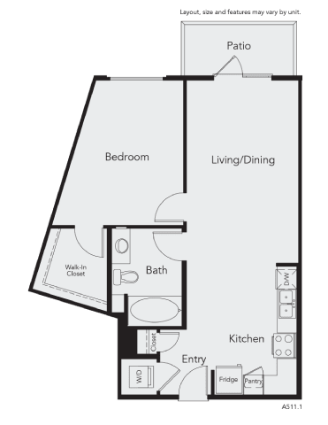 a floor plan of a small apartment with a bedroom and a living room