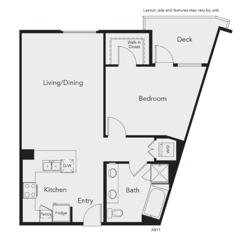 a floor plan of a studio apartment with a bedroom and a living room