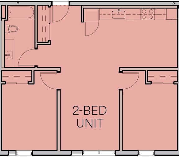 A floor plan of a 2-bedroom unit.