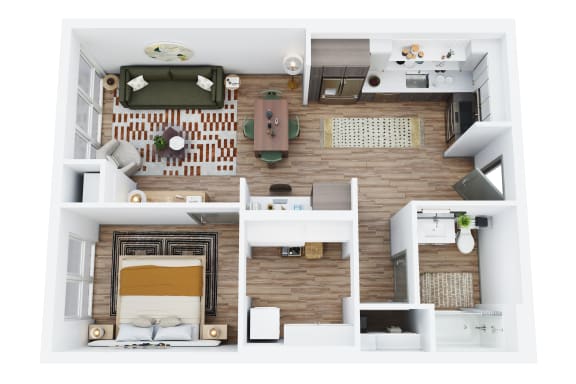 a1 floor plan  1 bedroom with 2 baths  1192 square feet