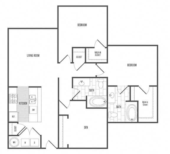 A black and white image of a house floor plan.