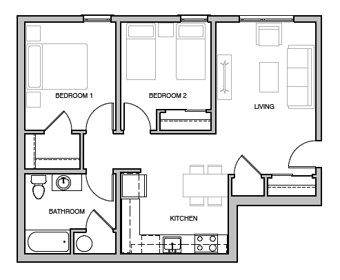 bedroom floor plan an in 2d