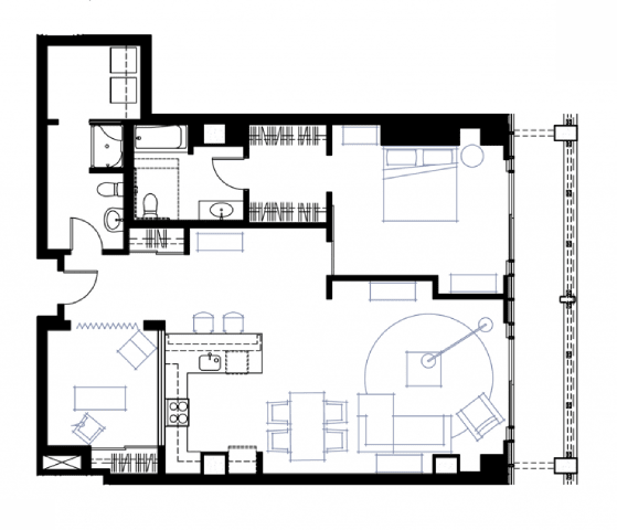a floor plan of a house with a plan of rooms and a staircase
