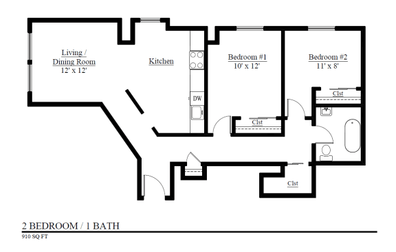 The Eaton_2 Bedroom Floorplan