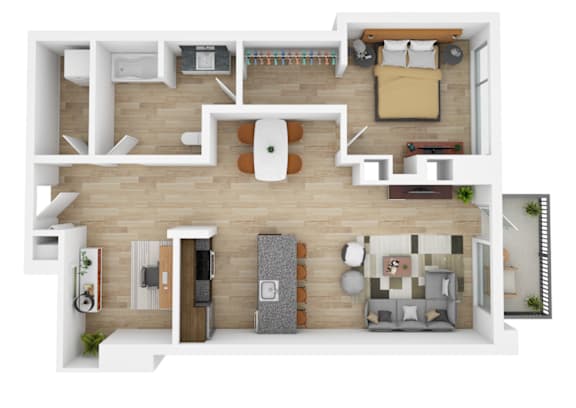 a bedroom floor plan with a bathroom and a living room