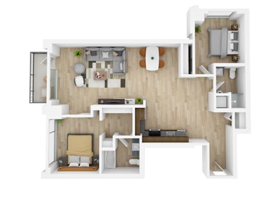 a1 floor plan  1 bedroom with 2 baths  129