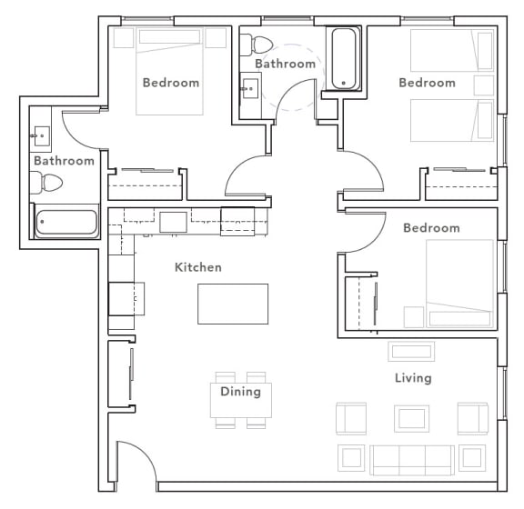 Viewfinder Apartments_Floorplan_ 3 Bedroom B