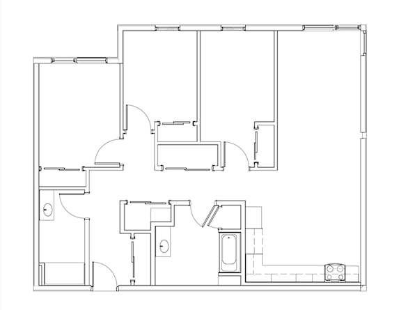 A black and white image of a floor plan for a house.