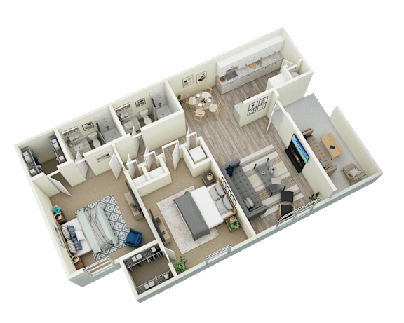 2-bedroom floor plan at Rock Creek Apartments in Cordova