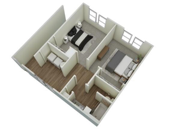 Unit C2 Carriage Home 3-bedroom, 2-bath 1,331 sqft 3D upper level floor planat Canopy Park Apartments, Pelham, AL