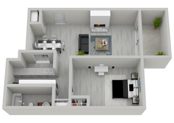 1-bedroom, 1-bathroom 780 square foot floor plan at The Onyx Hoover Apartments