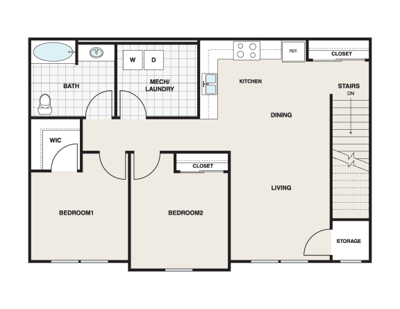 a floor plan of a house with an open floor plan with bedrooms and a bathroom