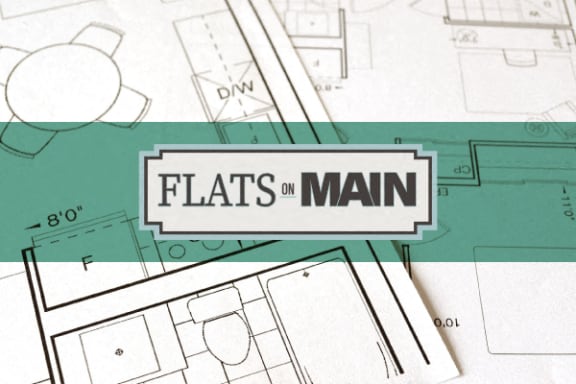 Two  bedroom floor plan placeholder logo over architectural drawings