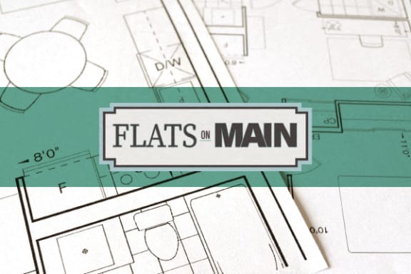 One bedroom floor plan placeholder logo over architectural drawings