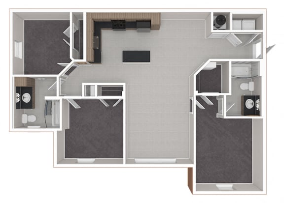 three bedroom two bath apartment