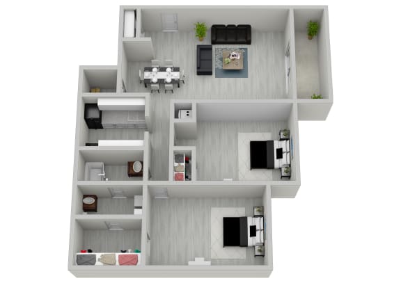 Floor Plan  2-bedroom, 1.5-bathroom 1120 square foot floor plan at The Onyx Hoover Apartments