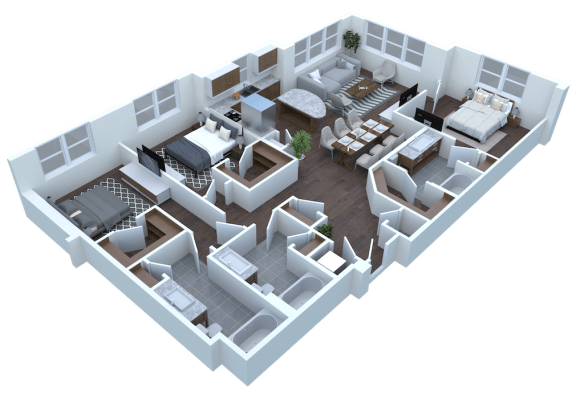 3-bedroom, 3-bathroom 1,608-1,783 square foot Sienna floor plan at LandonHouse Apartments