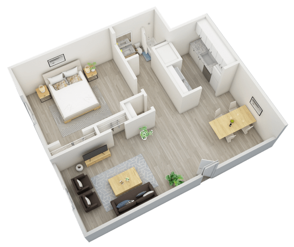 Floor Plan  1-bedroom, 1-bathroom, 612 square foot floor plan at The Bluffs Jasper