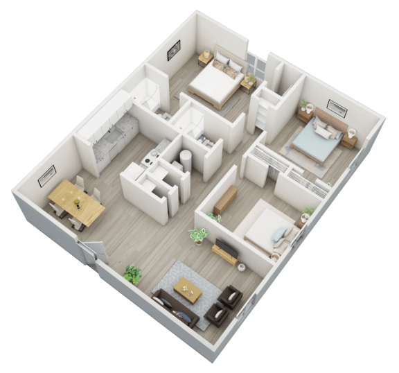 3-bedroom, 2-bathroom, 1,124 square foot floor plan at The Bluffs Jasper