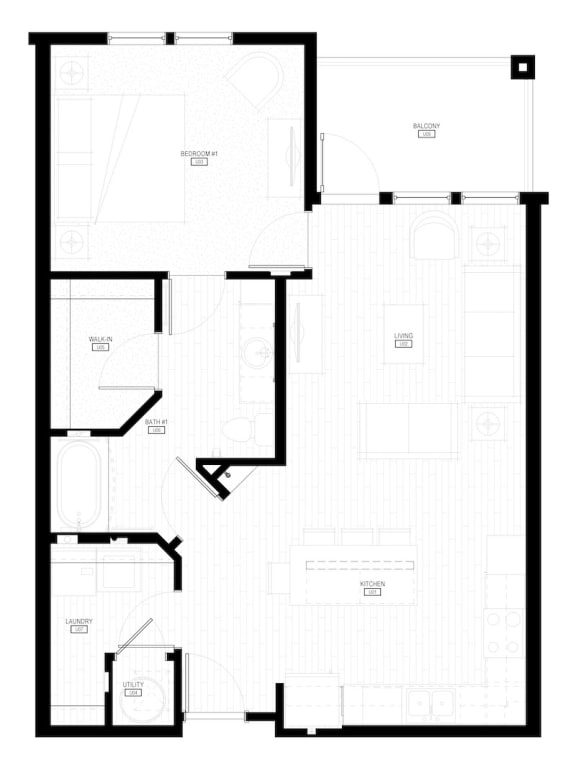 Unit A2 Balcony 1-bedroom, 1-bath 803 sqft floor plan at Canopy Park Apartments, Pelham, AL