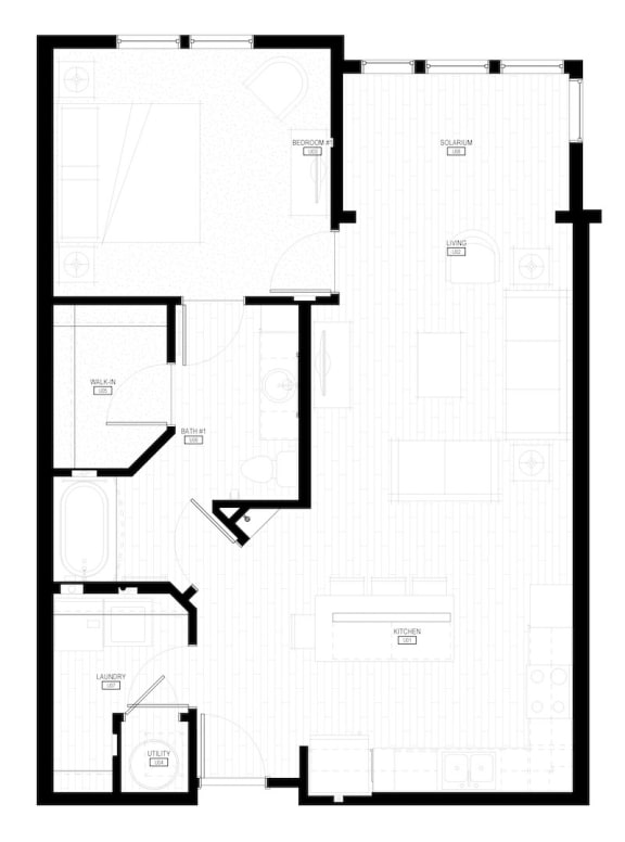 Unit A2 Solarium 1-bedroom, 1-bath 882 sqft floor plan at Canopy Park Apartments, Pelham, 35124