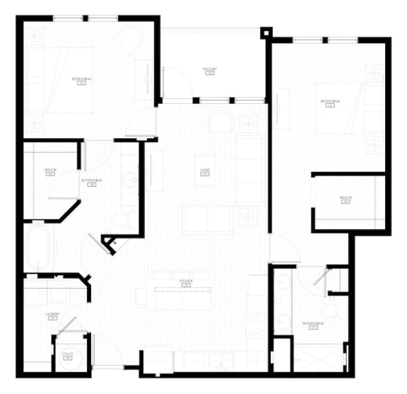 Unit B3 Balcony 2-bedroom, 2-bath 1,151 sqft floor plan at Canopy Park Apartments, Pelham, AL