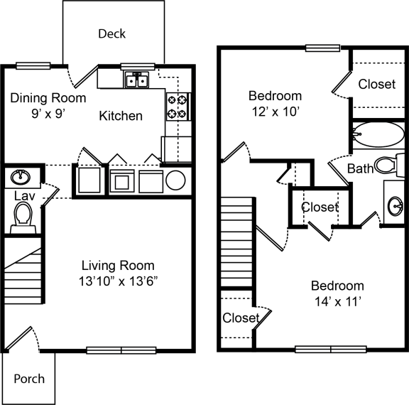 Floor Plans of Smoky Crossing Apartment Homes in Seymour, TN