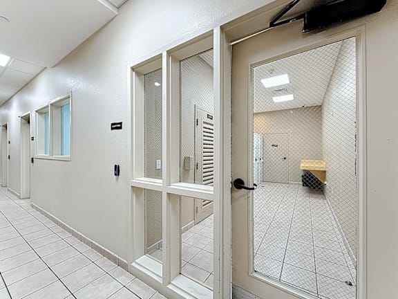 a door leading to the laundry center