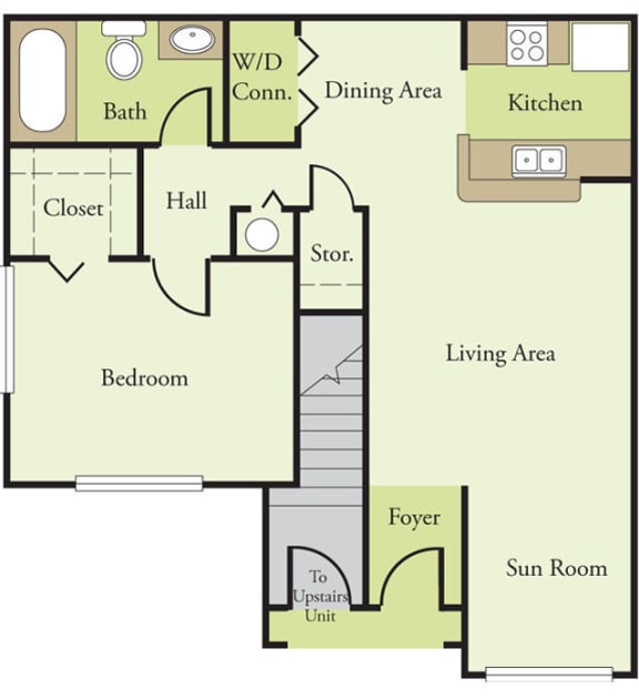 1 Bedroom 1 Bathroom Floor Plan