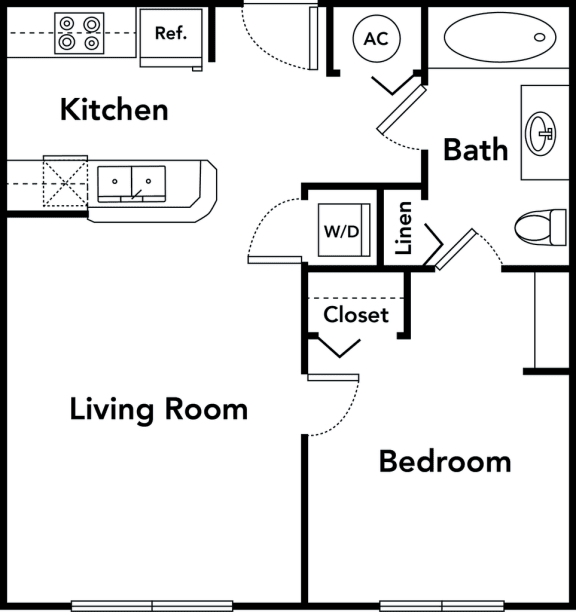1 bed 1 bath floor plan