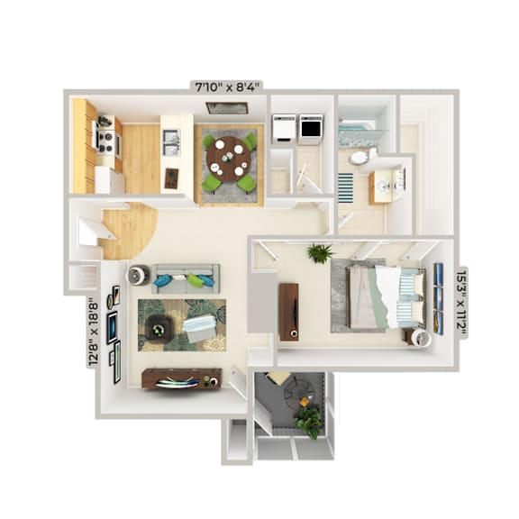 Carter one bedroom floorplan