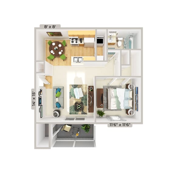 Tucker one bedroom floorplan